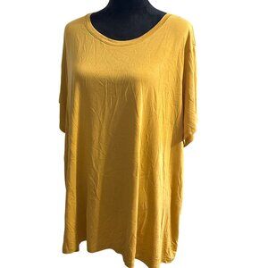 Ava & Viv Mustard Yellow Short Sleeve Relaxed Fit T-Shirt Top 3X